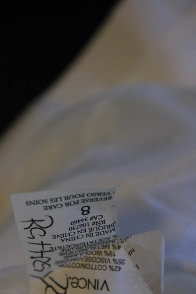 Vince Womens Three Button Notched Lapel Blazer Jacket White Cotton Size 8