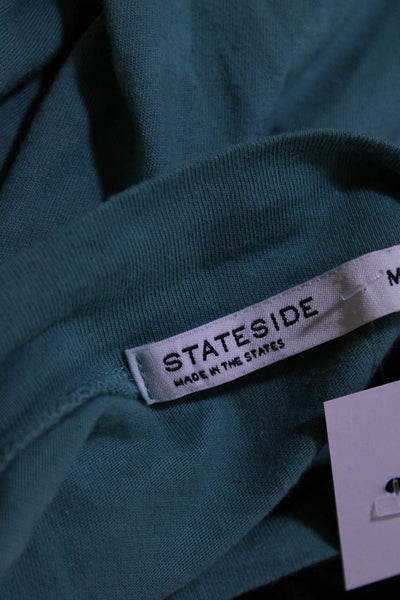 Stateside Womens Solid Teal Crew Neck Short Sleeve Shirt Dress Size M