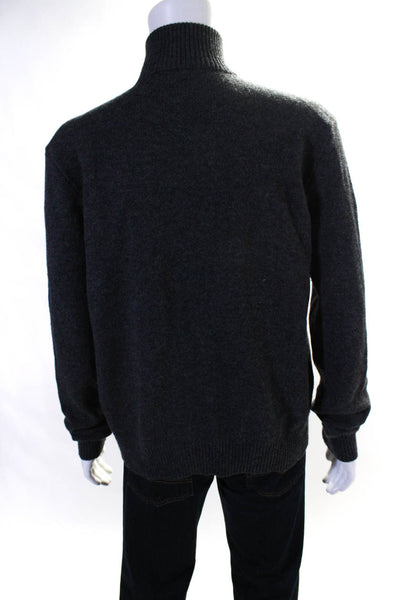Polo Ralph Lauren Mens Gray Wool Mock Neck Half Zip Sweater Top Size XL