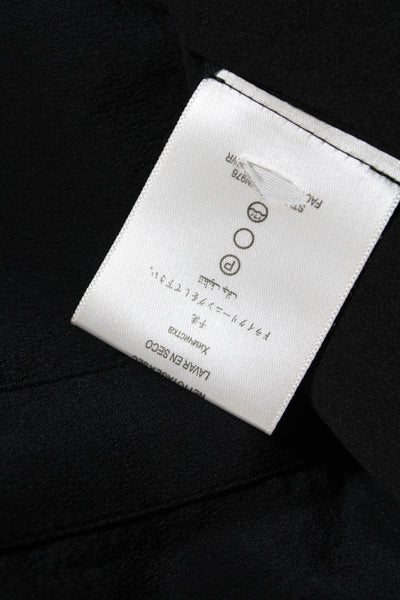 Jessie Liu Womens Sequin Short Sleeve Caged Silk Sierra Top Black Size Small
