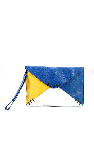Fabiola Pedrazzini Women's Colorblock Envelope Clutch Handbag Blue Size M