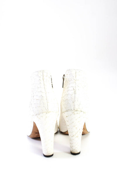 Vince. Women's Peep Toe Textured Ankle Heels White Size 6