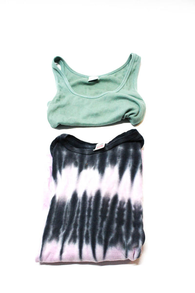 Re/Done TNA Womens Tie Dyed T Shirt Tank Top Pink Gray Green Size L XS Lot 2