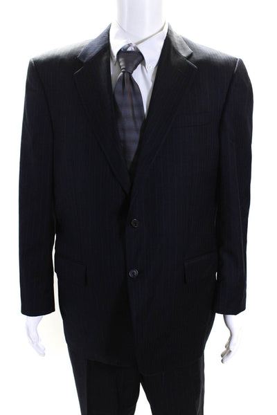 Hickey Freeman Men's Long Sleeves Lined One Button Two Piece Pant Suit Black 41