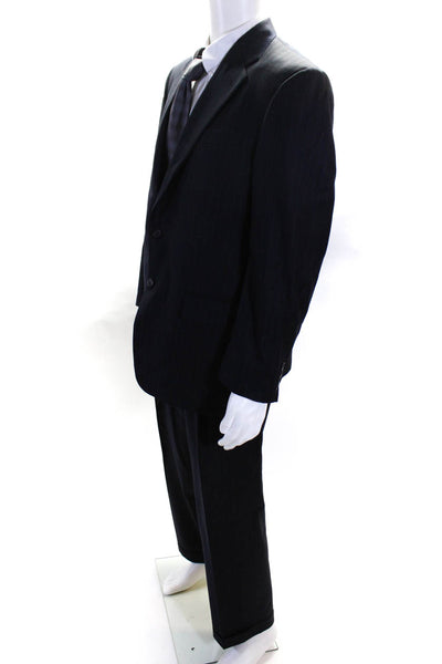 Hickey Freeman Men's Long Sleeves Lined One Button Two Piece Pant Suit Black 41