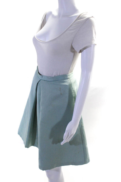 Tibi Women's Lined Plated Knee Length  Full Skirt Light Blue Size 0
