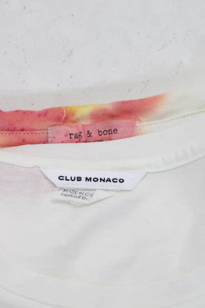 Club Monaco Rag & Bone Womens Cotton Frayed Tie Dye Tops White Size S Lot 2