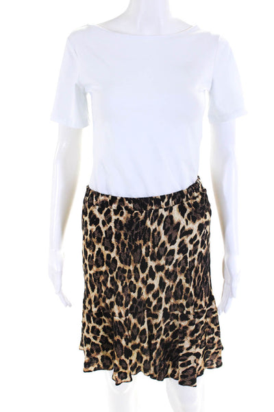 Nation LTD Womens Leopard Print Ruffled Hem Flared Short Skirt Brown Size XS