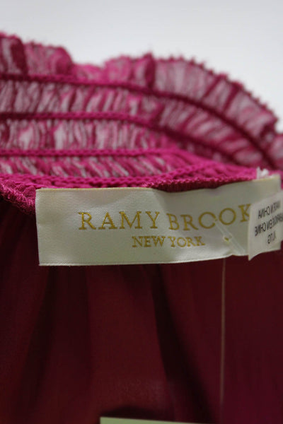 Ramy Brook Womens Sleeveless Sheer High Neck Blouse Top Pink Size XL