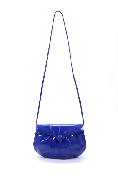 Bruno Magli Womens Leather Envelope Magnetic Crossbody Strap Pouch Handbag Blue