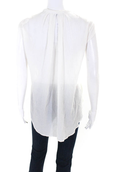 IRO Womens Valli Textured Silk Sleeveless Y Neck Top Blouse White Size 0