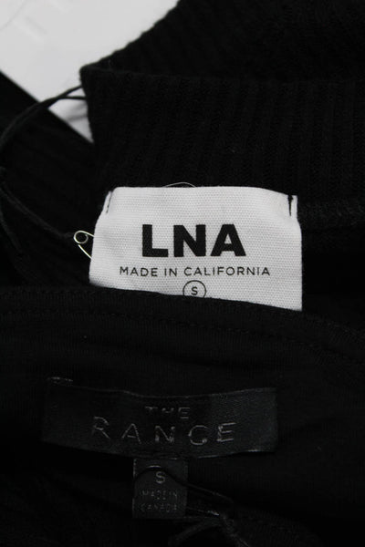 LNA Women's Long Sleeve Off The Shoulder Bottom Down Cotton Top  Black Size S Lo