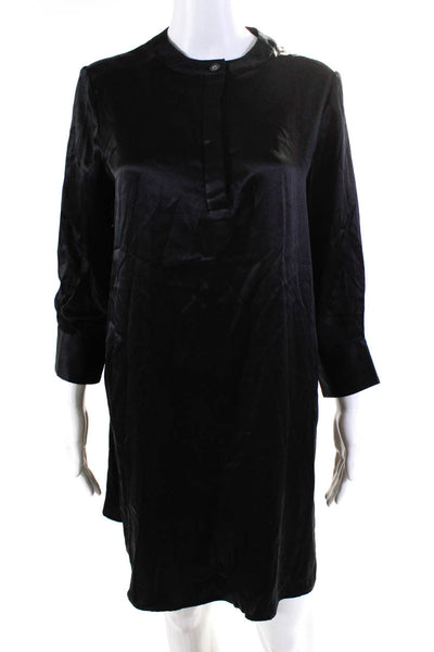 Lindsay Nicholas Women's Long Sleeve Button Up Shift Dress Black Size S