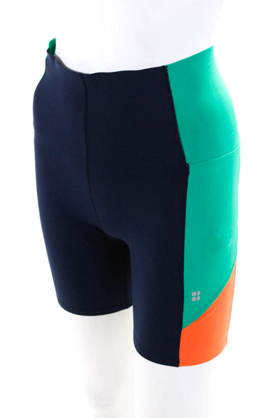 Sweaty Betty Womens Stretch Knit Colorblock Power High Waist Shorts Blue Green 6