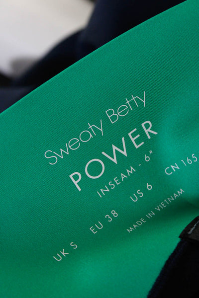 Sweaty Betty Womens Stretch Knit Colorblock Power High Waist Shorts Blue Green 6