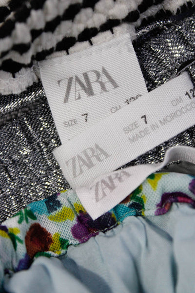 Zara Girls Lined Stretch Mini Metallic Skirt Gray Size 7 Lot 3