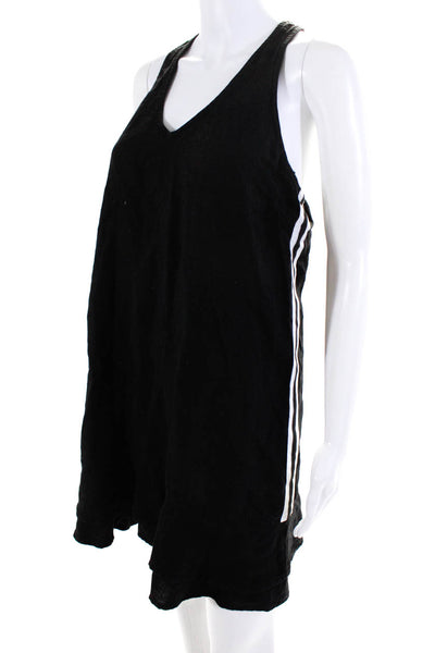 Bella Dahl Womens Sleeveless Side Striped Mini Dress Black Linen Size Medium