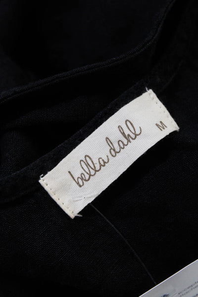 Bella Dahl Womens Sleeveless Side Striped Mini Dress Black Linen Size Medium