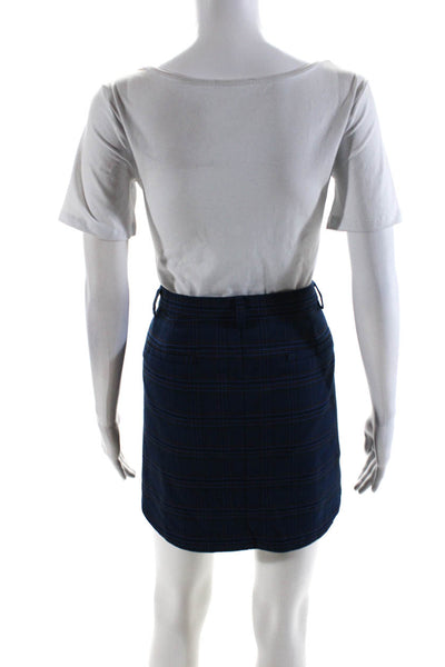 BB Dakota Women's Plaid Print Straight Mini Skirt Blue Size 10