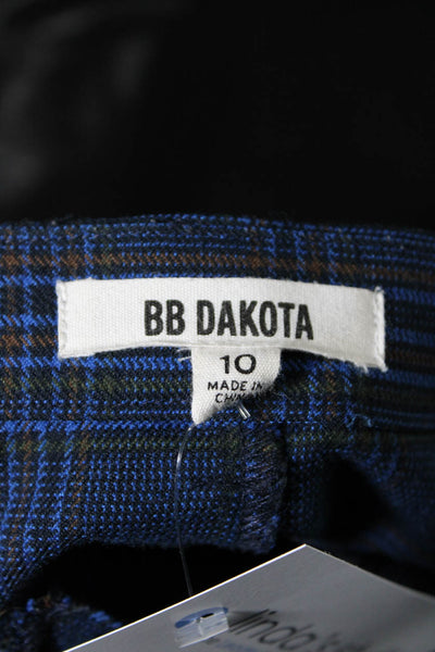 BB Dakota Women's Plaid Print Straight Mini Skirt Blue Size 10