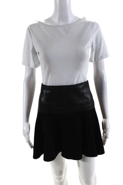 Tibi Women's Textured Skater Skirt Black Size 10