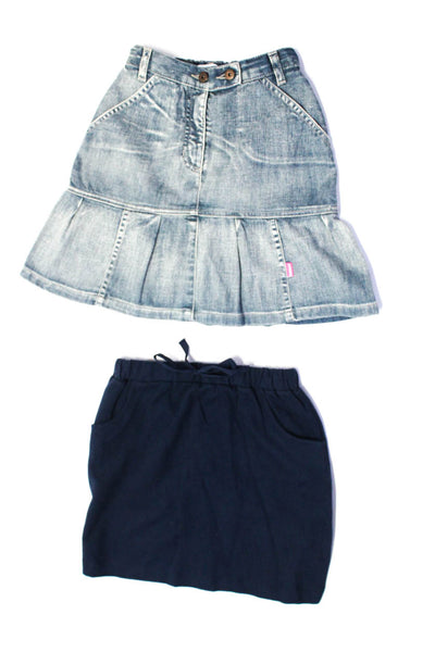 DKNY Best & Co Girls Elastic Button Straight Denim Skirts Blue Size 6 10 Lot 2