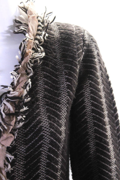 Bryan Bradley Women's Wool Silk Frill Trim Long Sleeve Sweater