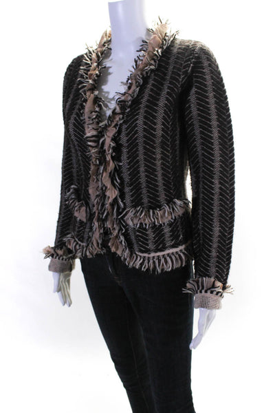 Bryan Bradley Women's Wool Silk Frill Trim Long Sleeve Sweater