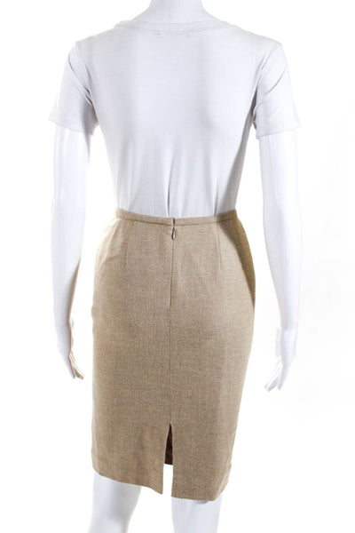Lafayette 148 New York Womens New Wool Knee Length Pencil Skirt Beige Size 4