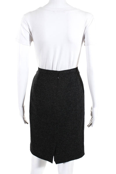 Dolce & Gabbana Womens Tweed Knee Length Zip Up Pencil Skirt Dark Gray Size 40