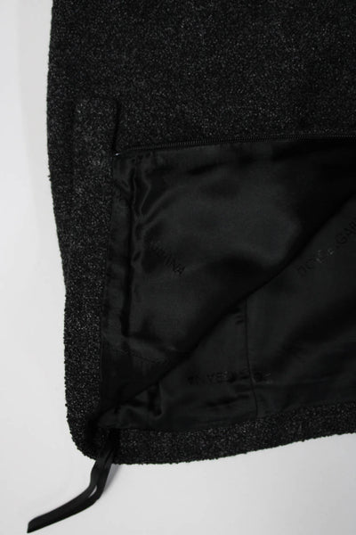 Dolce & Gabbana Womens Tweed Knee Length Zip Up Pencil Skirt Dark Gray Size 40