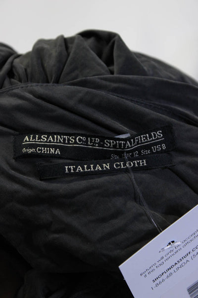 AllSaints Co Ltd Spitalfields Women's Long Sleeve Ruched Mini Dress Gray Size 12