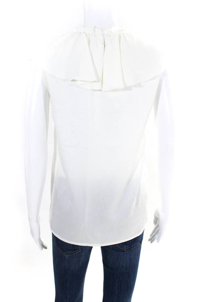 Maje Women's Ruffle Collar Sleeveless Blouse White Size 1