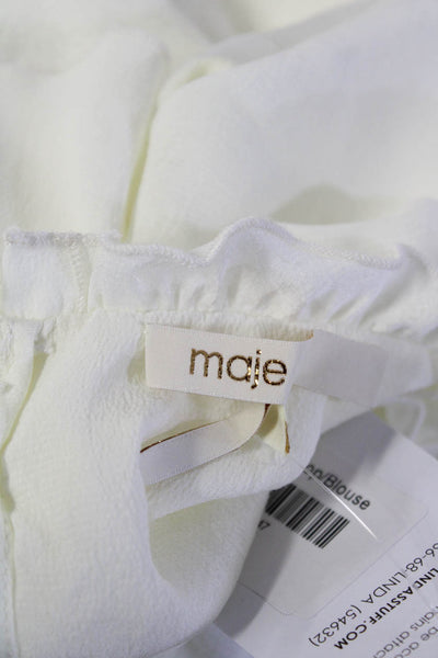 Maje Women's Ruffle Collar Sleeveless Blouse White Size 1