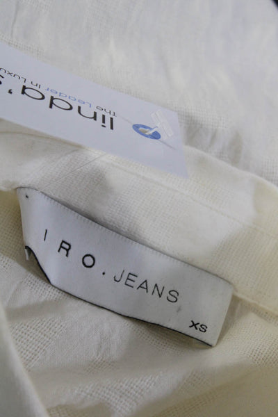 IRO Jeans Women's Short Sleeve Ruffle Trim Blouse White Size XS
