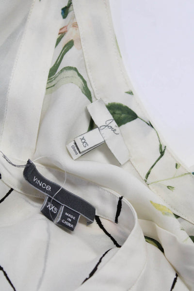 Joie Vince Women's Silk Flora Print Short Sleeve Blouse White Size XXS, Lot 2