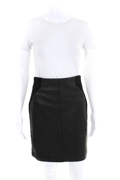 Rebecca Minkoff Womens Leather Asymmetrical Pencil Skirt Black Size 4