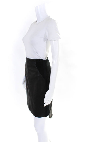 Rebecca Minkoff Womens Leather Asymmetrical Pencil Skirt Black Size 4