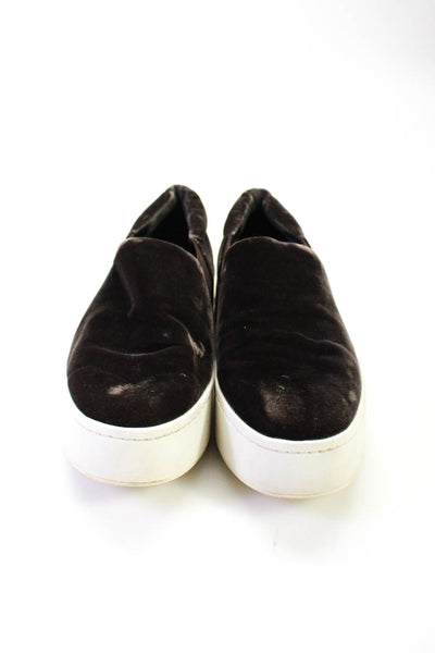 Vince Womens Solid Brown Velvet Slip On Platform Sneakers Shoes Size 8.5M