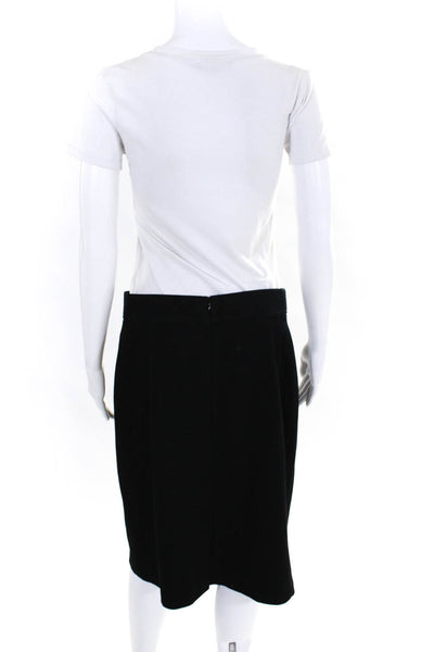 Akris Punto Womens Back Zip Knee Length Pencil Skirt Black Wool Size 12