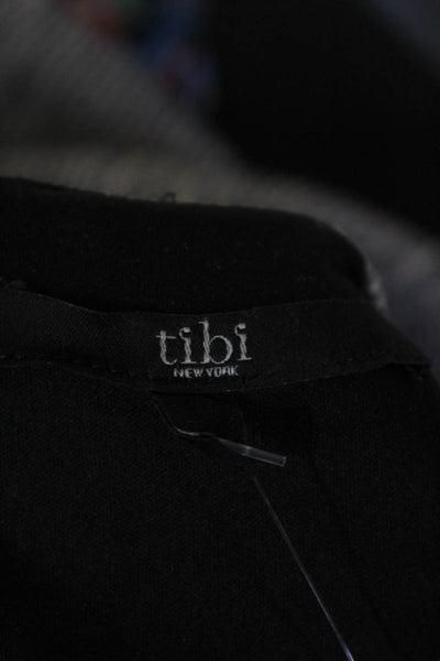 Tibi Womens Houndstooth Round Neck Sleeveless Drop Waist Dress Gray Black Size 0