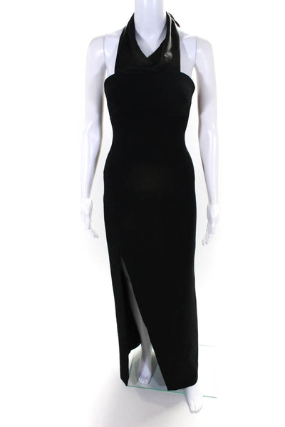 Cinq A Sept Womens Halter Top Sleeveless Side Slit Long Dress Black Size 0
