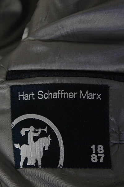 Hart Schaffner Marx Mens Three Button Notched Lapel Plaid Blazer Jacket Gray 42R