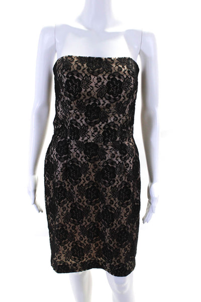 Jim Hjelm Occasions Womens Floral Lace Strapless Knee-Length Dress Black Size 10