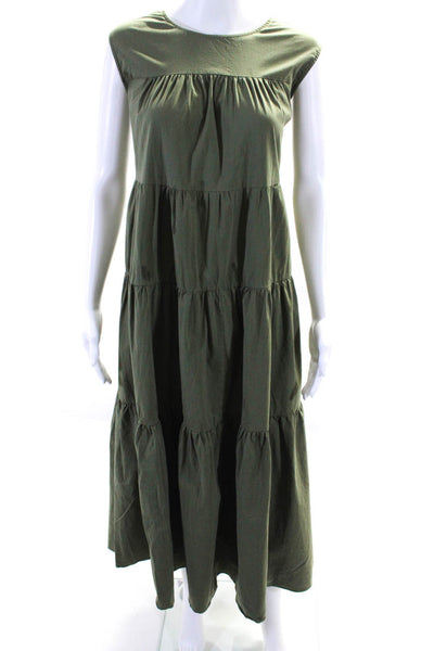 Pomander Place Womens Sleeveless Round Neck Tiered Tea Dress Green Size 2XL