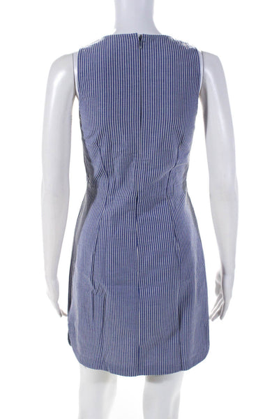 Theory Womens Striped Diamra P Sleeveless Dress Blue Cotton Size 0