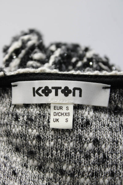 Koton Womens Tweed Short Sleeve Midi Sweater Dress Black Cotton Size Small