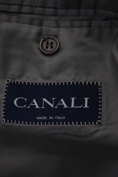 Canali Womens Three Button Notched Lapel Plaid Blazer Jacket Brown Wool IT 60