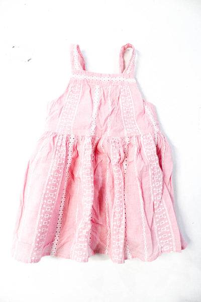Cat & Jack Girls Cotton Square Neck Sleeveless Dresses Blue Pink Size 18M Lot 2