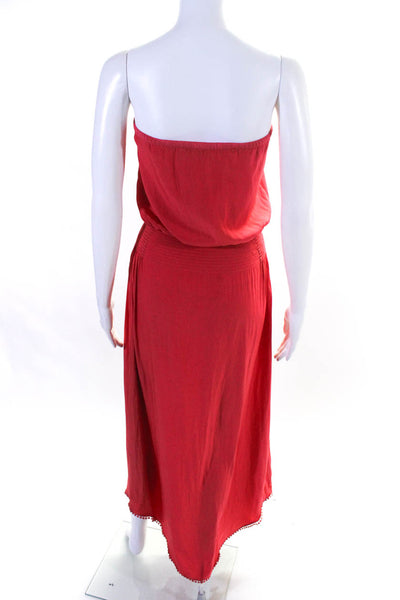 Calypso Women's Sleeveless Square Neck Silk Maxi Dress Red Size S